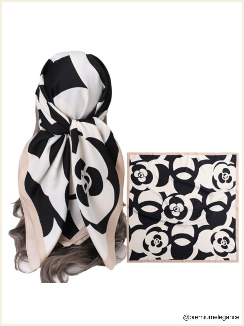 Silk Like Square Head Scarf Large 35in Hair Wrap Twill Weave Bandana